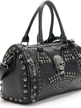 NEW Skull Handbag Large Capacity Gothic Shoulder Bag Studded Goth Handbag